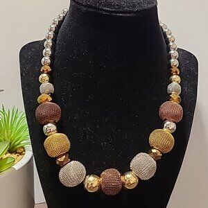 Unbranded Mesh Ball Bib Necklace Ladies Vintage Multi-Color Casual Dressy Party